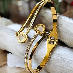 KARISHMA KREATIONS Stainless Steel Gold-Plated Cuff Bracelet image 5