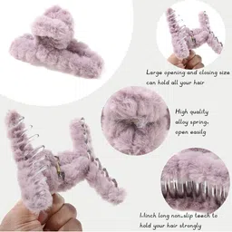 Glitzzy Women Set of 2 Fur Claw Clip image 3