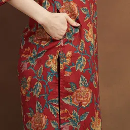 Melange by Lifestyle Women Printed Regular Pure Cotton Kurta with Trouser image 2