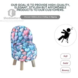 Shadowkart 2-Pcs Pink & Blue Printed Wooden Round Ottoman Pouffe image 2