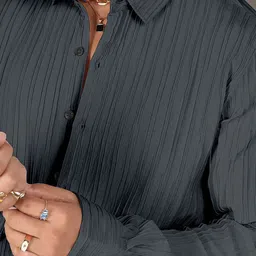 Moda Rapido Self Design Vertical Striped Spread Collar Long Sleeves Shirt image 3