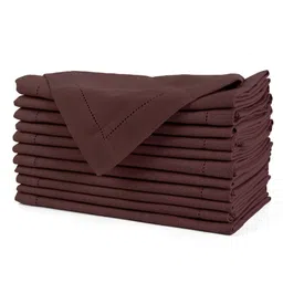 fingercraft Chocolate Brown 12 Pieces Pure Cotton Table Napkins-picture-48