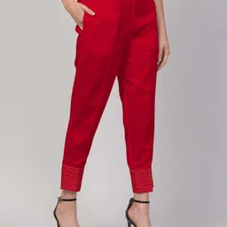 FLOREOS Women Textured Embroidered Comfort Easy Wash Trousers-image-20