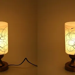 afast Stylish Table Lamp With Decorated Glass Shade, Round, LED Compatible,(Pack Of 2) Table Lamp-picture-12