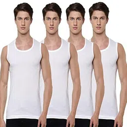 ramraj cotton Pack of 4 White Round Neck Cotton Undershirt Men Vest image 1