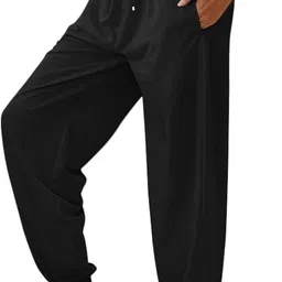 Women Solid Black Track Pants-image-1