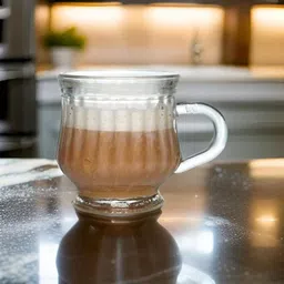 crockware Pack of 6 Glass Glass Superb Crystal Clear Roma Solid Glass Tea Cup Tea Mugs with Handle image 2