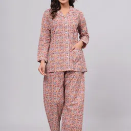 dammode Women Shirt & Pyjama set Pink Floral Print-picture-27