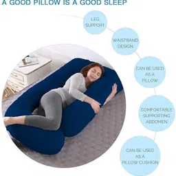 amcaton ultra soft j shaped pillow Microfibre, Polyester Fibre Solid Pregnancy Pillow Pack of 1 image 5