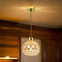 hybrix LED 9 Watt K9 Crystal Ceiling Lamp, Golden, 3 Colors Light by Switching On/Off, Pendants Ceiling Lamp-picture-11