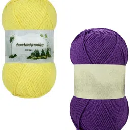 ® Yellow & Purple Wool 200 Gram 100x2 Hand Knitting Art Craft Soft Yarn (WA130)-image-75