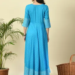 GLOWWORLD Floral Printed Round Neck A-Line Kurta image 4