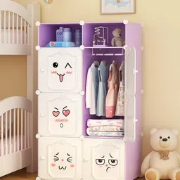 evrum 6-Door 8-Shelf Plastic almirah for kids, almirah of clothes ,cupboard PC Collapsible Wardrobe-picture-14
