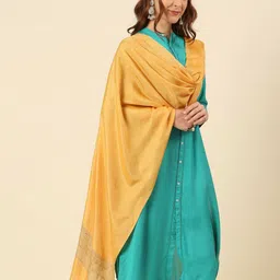 Dupatta Bazaar Women Yellow & Beige Two Tone Cotton Silk Dupatta image 2