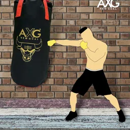 axg new goal Stylish & Durable Unfilled 2 feet Punching Bag with Hand Wraps Boxing Kit image 3