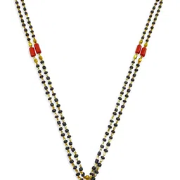 Digital Dress Room Women Gold-Plated & Black Beaded Mangalsutra image 4