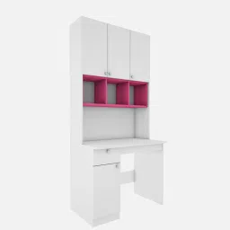 woodbuzz Fusion Hutch Desk in Frosty White And Pink Finish image 3