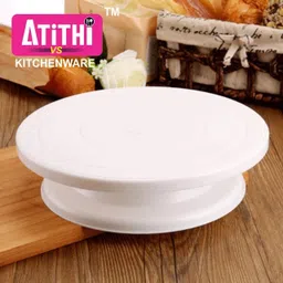 atithi Cake Turn Table, Cake Stand, Revolving Cake Decoration Table With 360Degree Rotation Plastic Cake Server-picture-21
