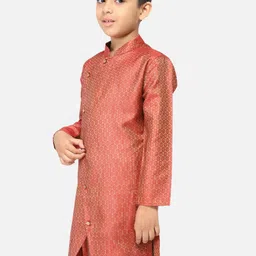 TABARD Boys Red Ethnic Motifs Kurta image 4