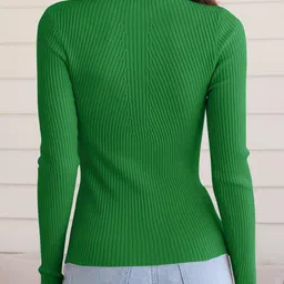 colorchakra Casual Regular Sleeves Solid Women Green Top image 2