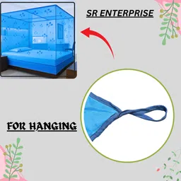 sr enterprise Double Bed Size Blue Color Flower Printed | Foldable & Long-Lasting HDPE - High Density Poly Ethylene Washable Adults Mosquito Net image 3