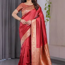 RUNAYA NX Ethnic Motifs Woven Design Zari Banarasi Saree-picture-12