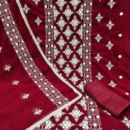 KALINI Embroidered Silk Georgette Unstitched Dress Material image 5