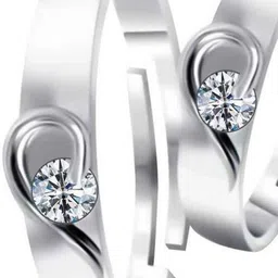 M Men Style Set Of 2 Stainless Steel Stone-Studded Adjustable Couple Finger Ring image 4