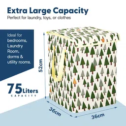 Kuber Industries 4-Pcs Green Tree Printed Foldable LaundryBag75L image 5