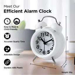UMAI White & Black Contemporary Alarm Clock image 3
