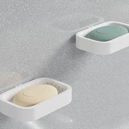 copelle White & White 2 piece Solid Plastic Soap Dish image 3