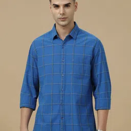 CAVALLO by Linen Club Contemporary Slim Fit Windowpane Checks Checked Casual Shirt-picture-16