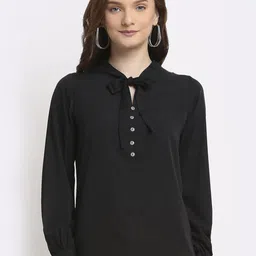 La Zoire Women Solid Tie-Up Neck Top-image-71