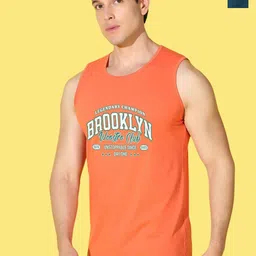 WOOSTRO Pack Of 2 Printed Combed Cotton Gym Vests -VWS26(BKLN ORANGE)(MORE PEACOCK)-picture-37