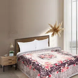 Signature Cream-Coloured Floral Mild Winter 380 GSM Double Bed Blanket image 3