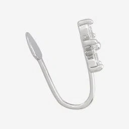 Kushal's Fashion Jewellery Rhodium-Plated CZ-Stone Studded Floral Design Stud Nosepin image 2