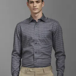 Louis Philippe Men Classic Spread Collar Abstract Printed Slim Fit Cotton Formal Shirt-picture-38
