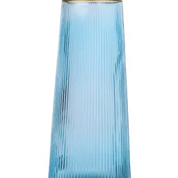 TAYHAA Celeste Skyline Blue Striped Glass Flower Vase image 4