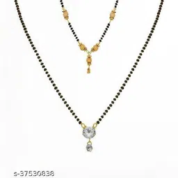 Laksh Enterprise Set Of 2 Artificial Stones Studded & Beaded Ball Design Mangalsutras-picture-31