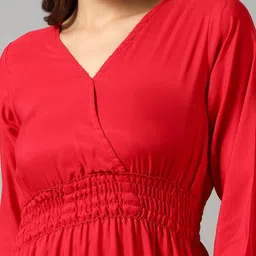 Femvy V- Neck Tiered A-Line Midi Dress image 3