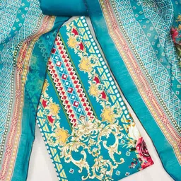 BlissFlair Floral Printed Sequinned Unstitched Dress Material-picture-12