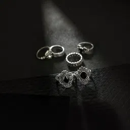 TheVineGirl Set Of 15 Oxidised Floral Design Vintage Finger Rings image 2