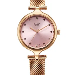 Titan Women Brass Embellished Dial & Stainless Steel Bracelet Style Straps Analogue Watch 95268WM01-picture-18
