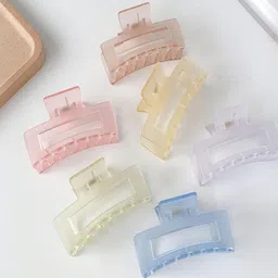 MADHAVWATCH Women Set of 4 Chrome Finished Transparent Claw Clip image 2