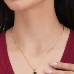 PALMONAS Stainless Steel Gold-Plated Cubic Zirconia Pendant With Chain-picture-55
