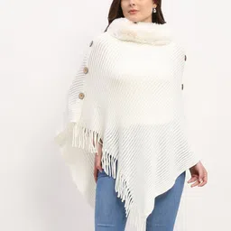 Global Republic High Neck Acrylic Poncho with Fuzzy Detail-image-35