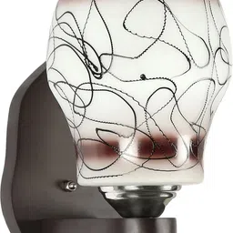 1ST TIME Brown & White Printed Wood Contemporary Abstract Shaped Shaped Wall Lamp-picture-16