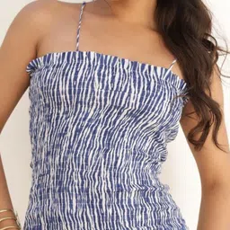 Tasya India Striped Print Smocked Bodycon Mini Dress image 2