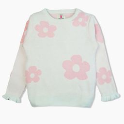 Bodycare Girls Floral Printed Round Neck Long Sleeves Woollen Pullover-picture-4