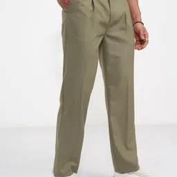 HIGHLANDER Men Regular Fit Mid-Rise Pleated Korean Pants image 2